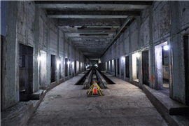 A subway tunnel between 110th and 120th streets, part of construction works on the Second Avenue Subway 