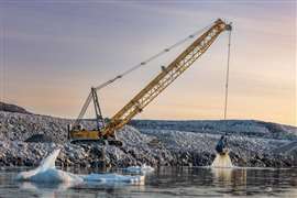 Photos | Liebherr crawler crane takes charge of dredging in Arctic airport build